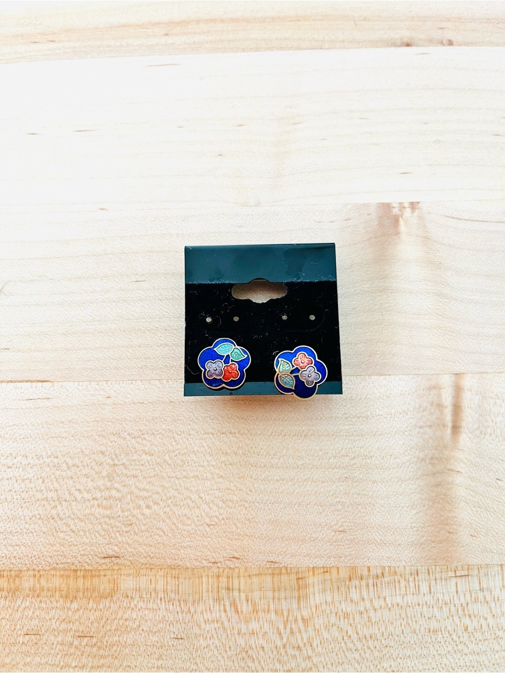 Vintage floral cloisonné enamel earrings
